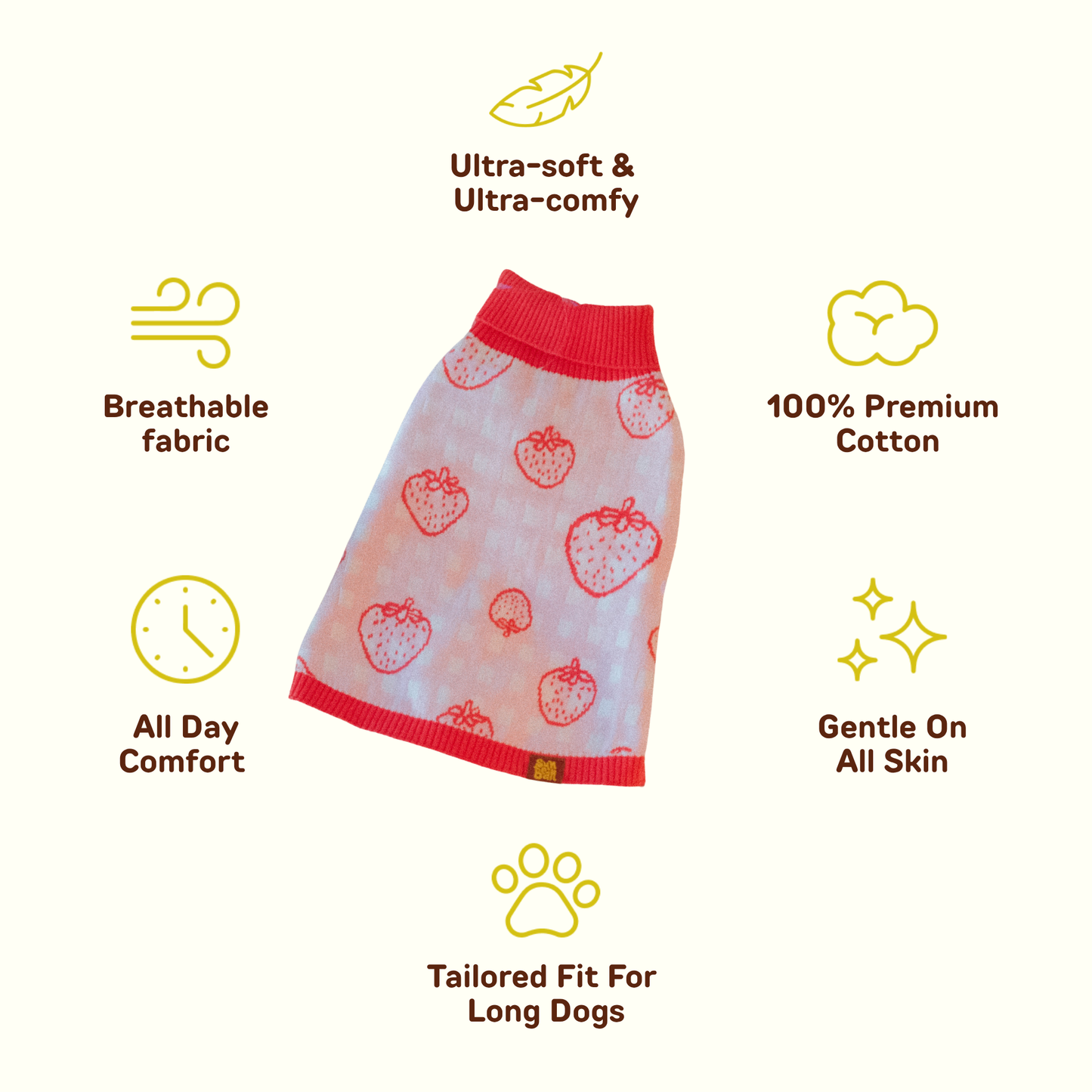 Strawberry Matching Sweater For Dog and Dog Mom