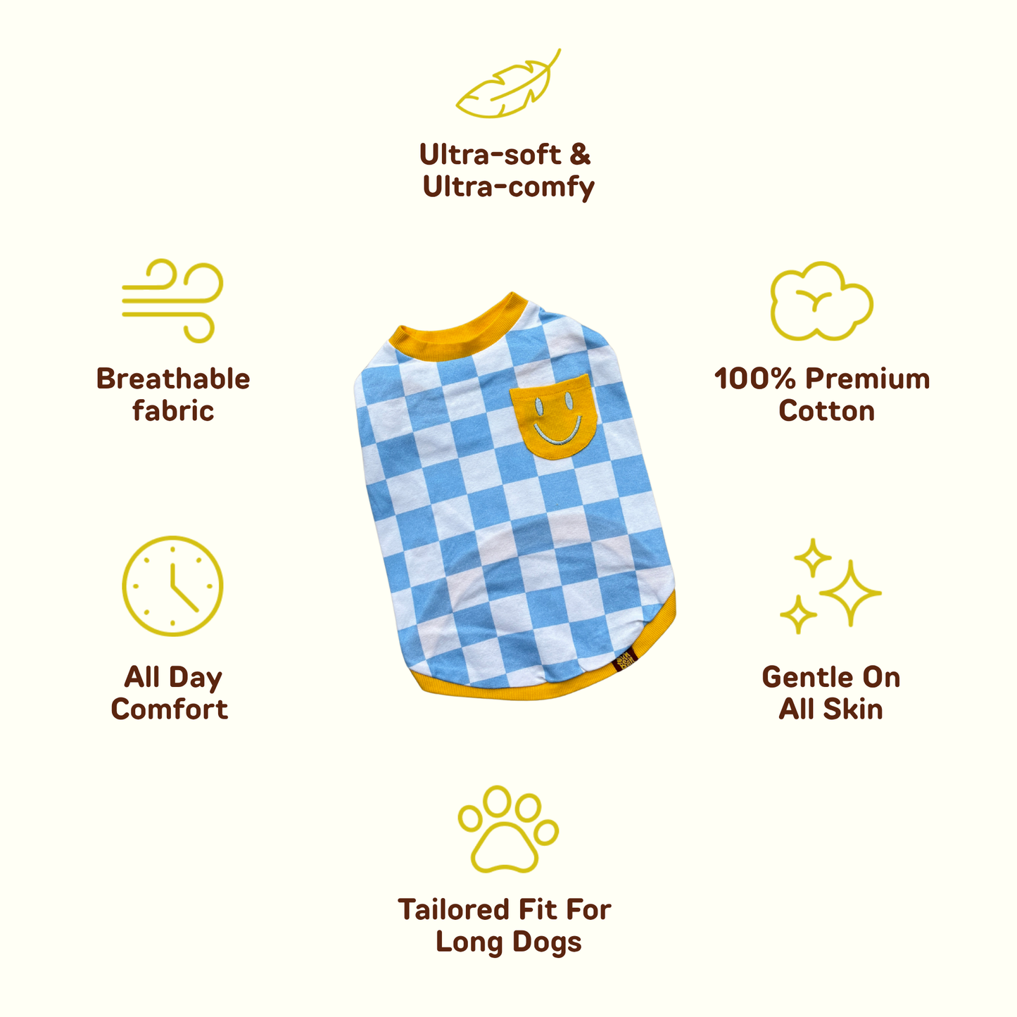 Cotton Smiley Matching Tee For Dog and Dog Parents
