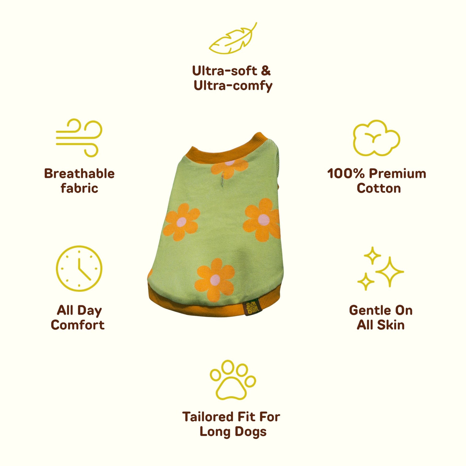 Flower Power 4-Piece Cotton Matching Set For Dog and Dog Owners Sunbean