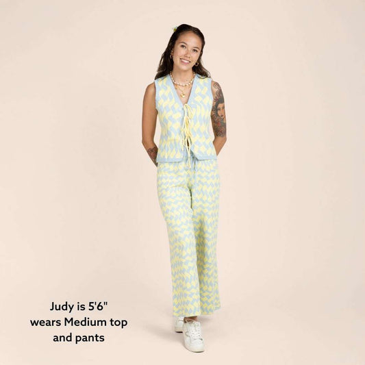 Seaside Swirl Cotton Wide Legs Lounge Pant Sunbean