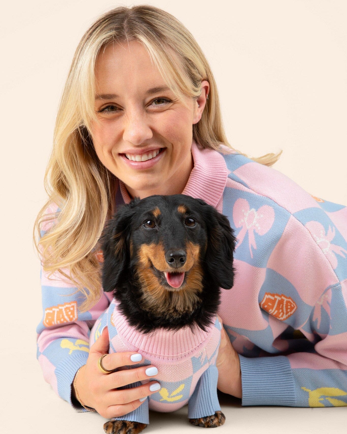 Shelly Cotton 2-Pieces Matching Sweater Set For Dog and Dog Mom Sunbean