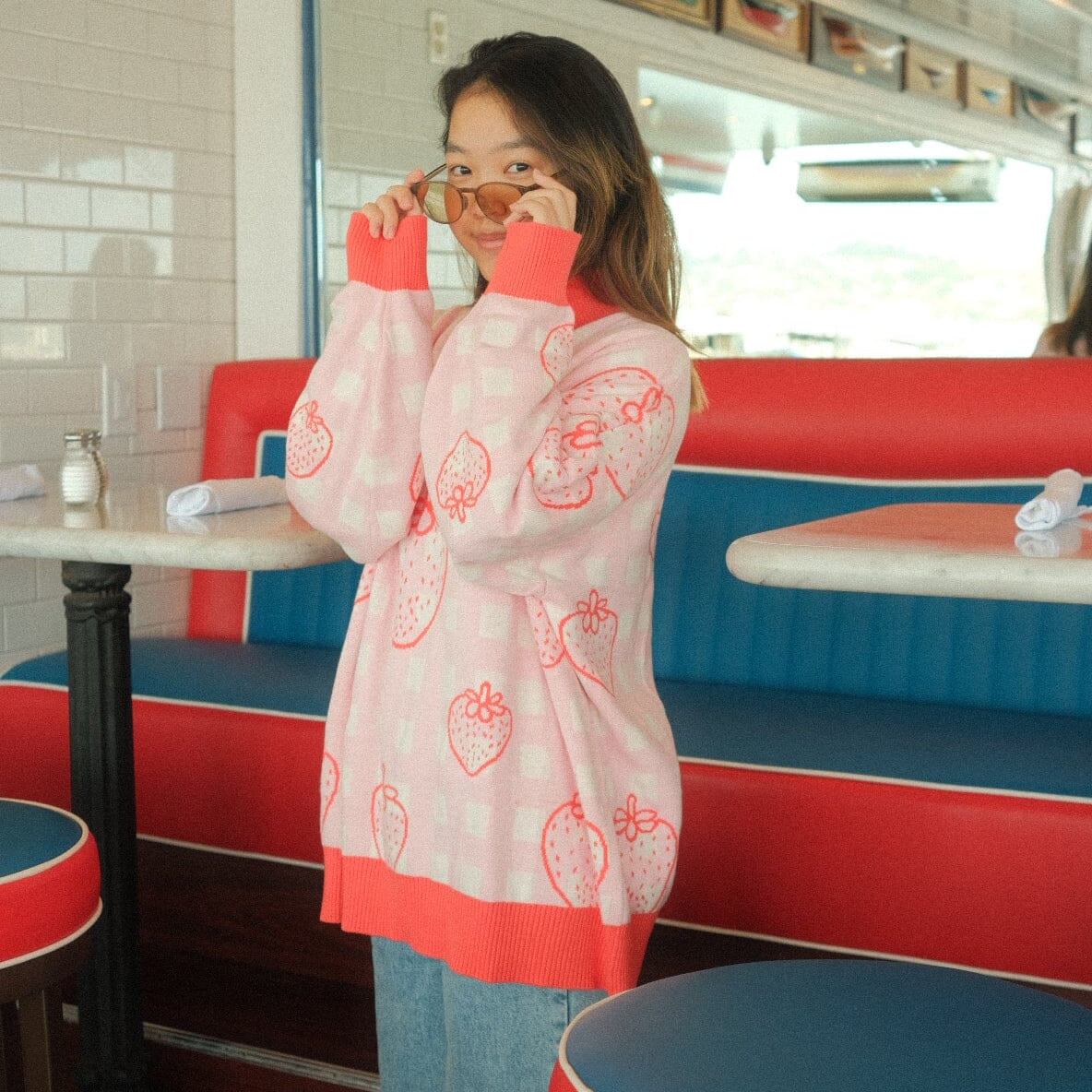 Strawberry Oversized Human Sweater Sunbean