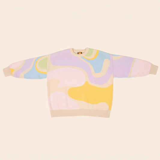Wavy Oversized Human Sweater Sunbean