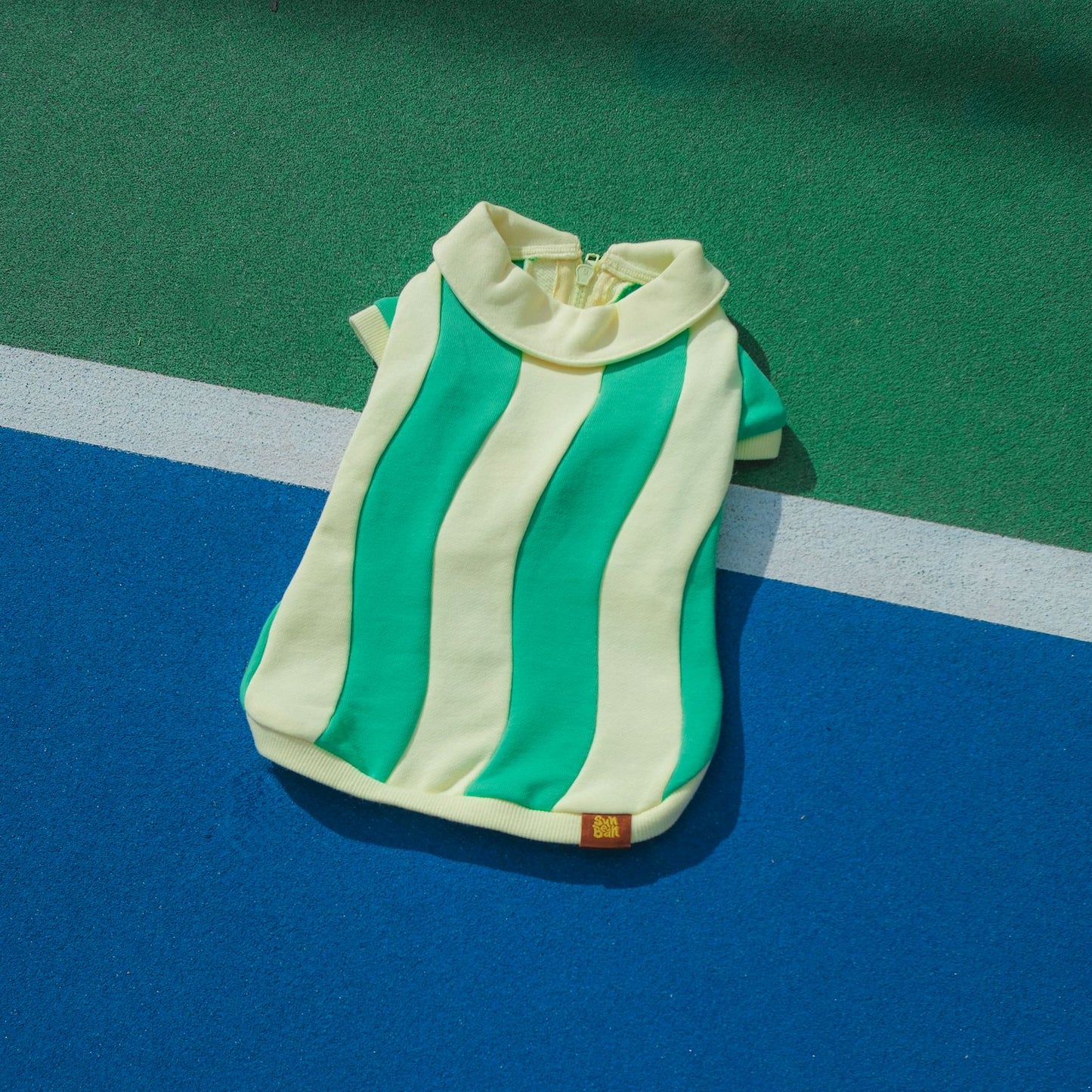 Ziggy Cotton Dog Quarter-Zip Pullover Sunbean S Butter Yellow + Fern Green