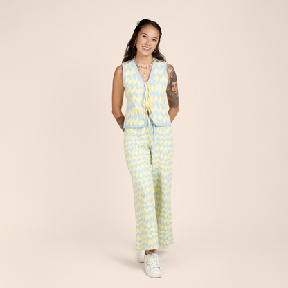 Seaside Swirl Cotton Wide Legs Lounge Pant