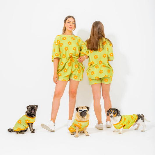 Flower Power Summer Matching Dog and Dog Owners 3-Pieces Set