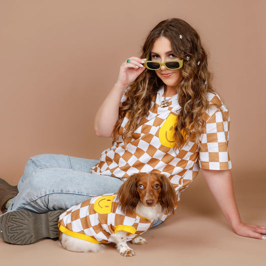Cotton Smiley Matching T-shirt For Dog and Dog Parents