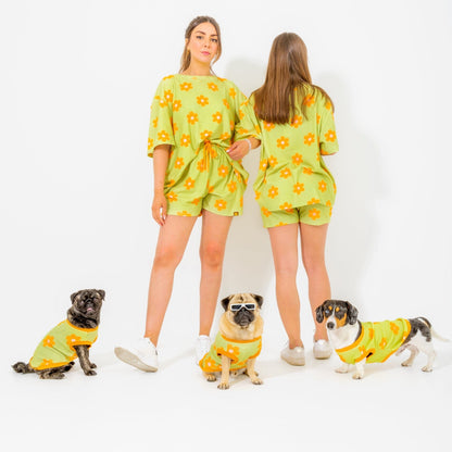 Flower Power Dog T-shirt Sunbean 