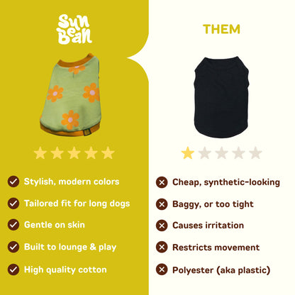 Flower Power Dog T-shirt Sunbean 