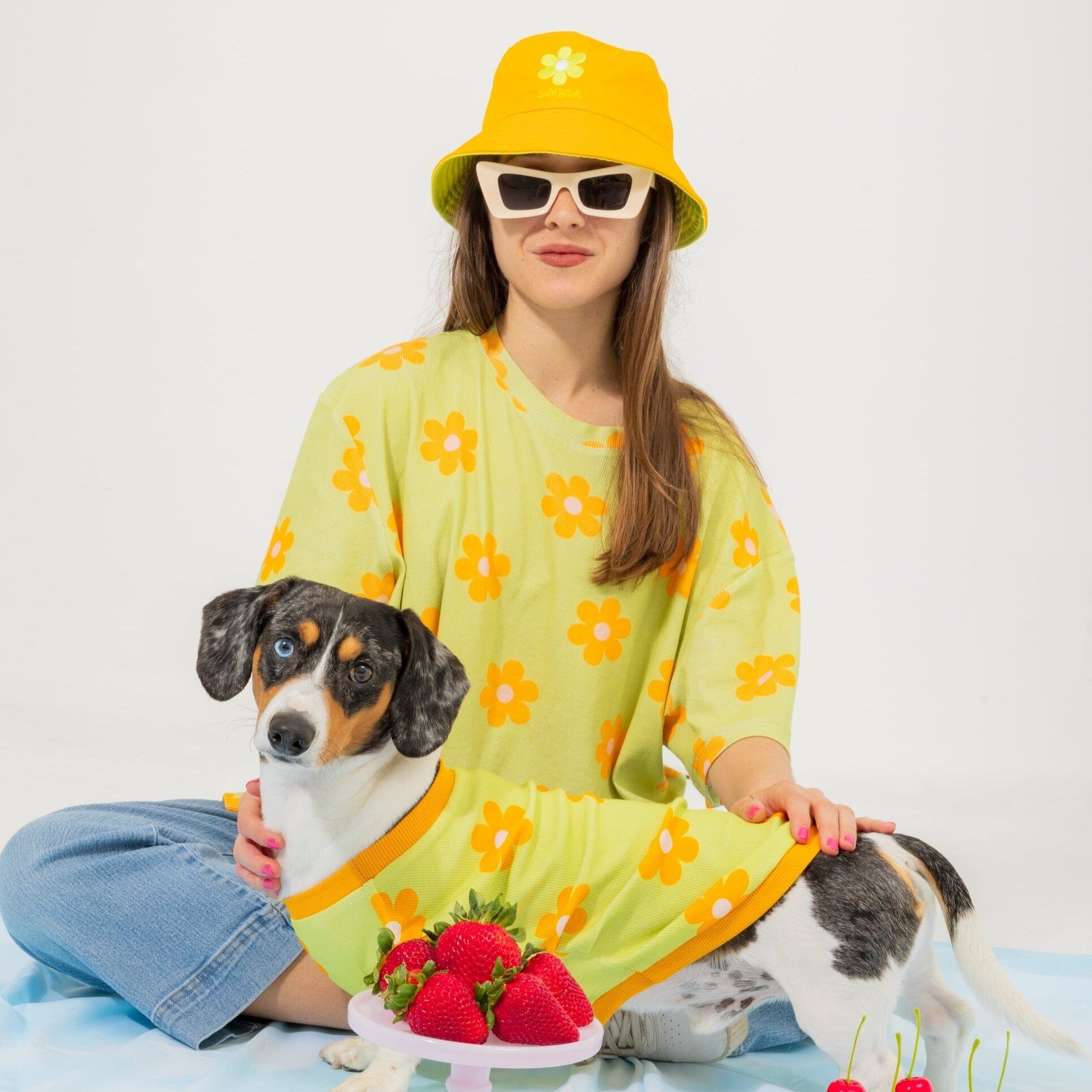 Flower Power Summer Matching Dog and Dog Owners 4-Pieces Set Sunbean 