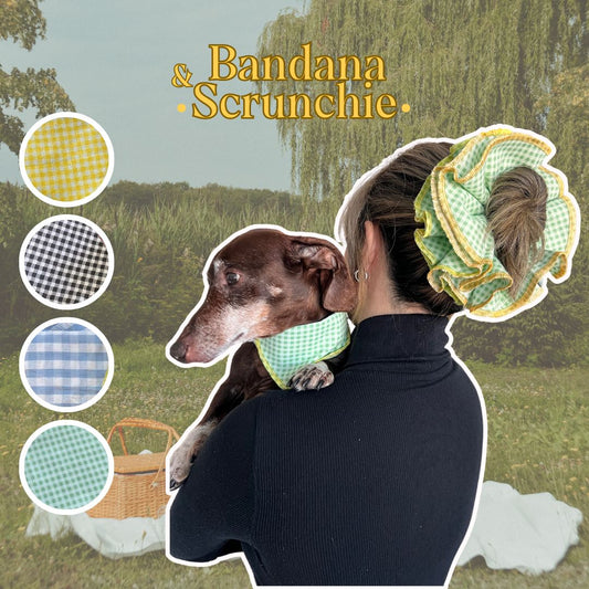 Gingham Bandana and Scrunchie Set Sunbean 