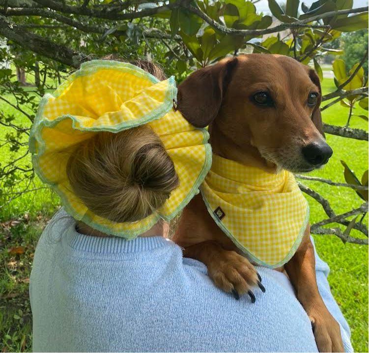 Gingham Bandana and Scrunchie Set Sunbean 