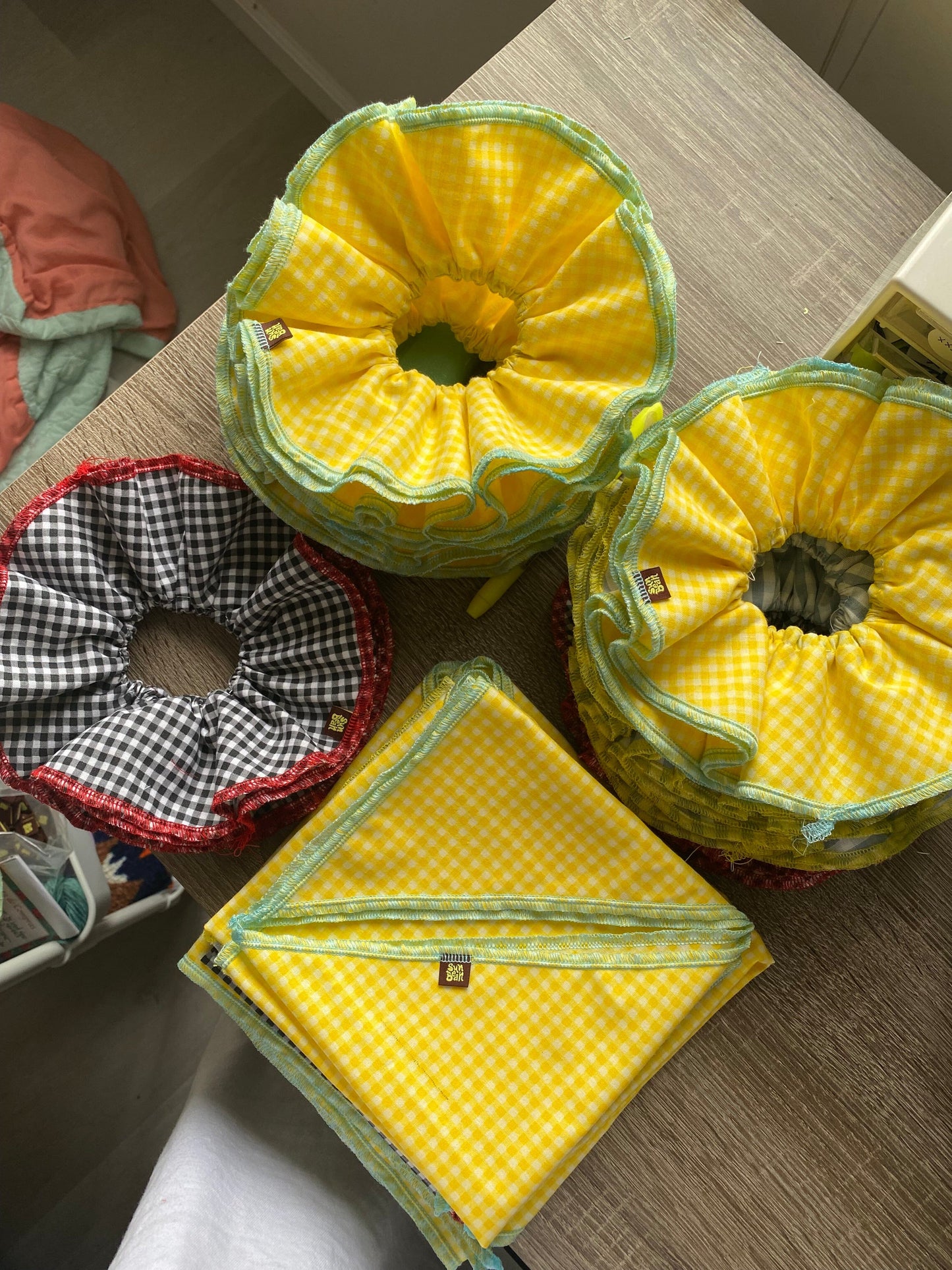 Gingham Bandana and Scrunchie Set Sunbean 