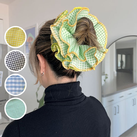 Gingham Bandana and Scrunchie Set Sunbean 