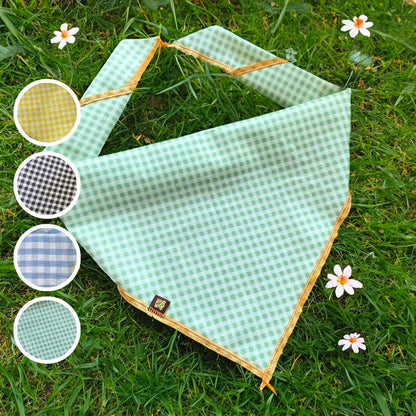 Gingham Bandana and Scrunchie Set Sunbean Green M (25 x 15 in) 