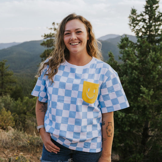 Human Oversized Cotton Smiley Tee Sunbean Blue S/M 