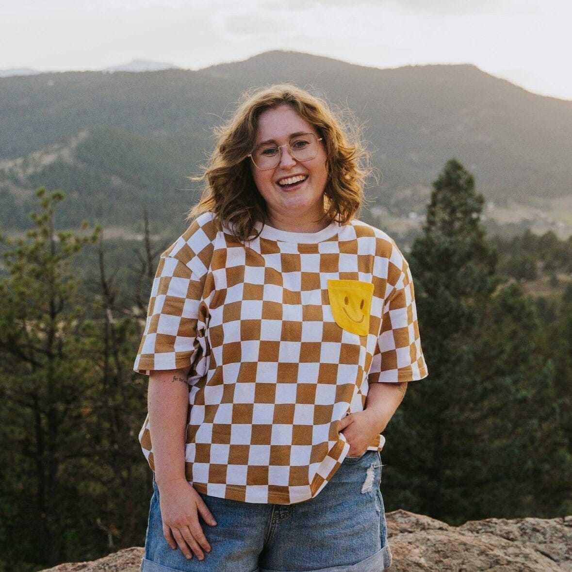 Human Oversized Cotton Smiley Tee Sunbean Brown S/M 