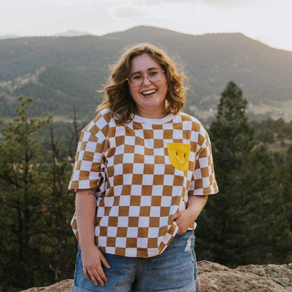 Human Oversized Cotton Smiley Tee Sunbean Brown S/M 