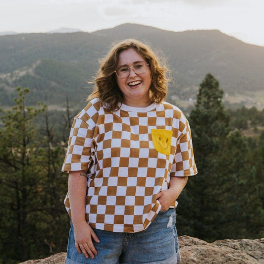 Human Oversized Cotton Smiley Tee Sunbean Brown S/M 