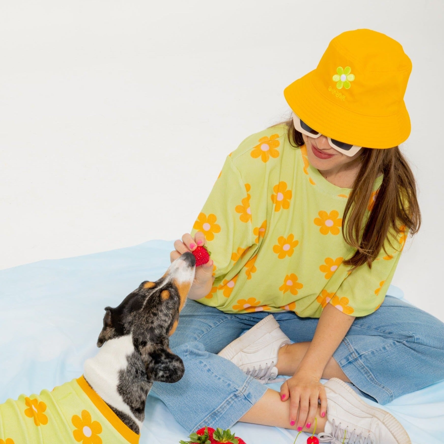 Reversible Flower Power Bucket Hat Sunbean 