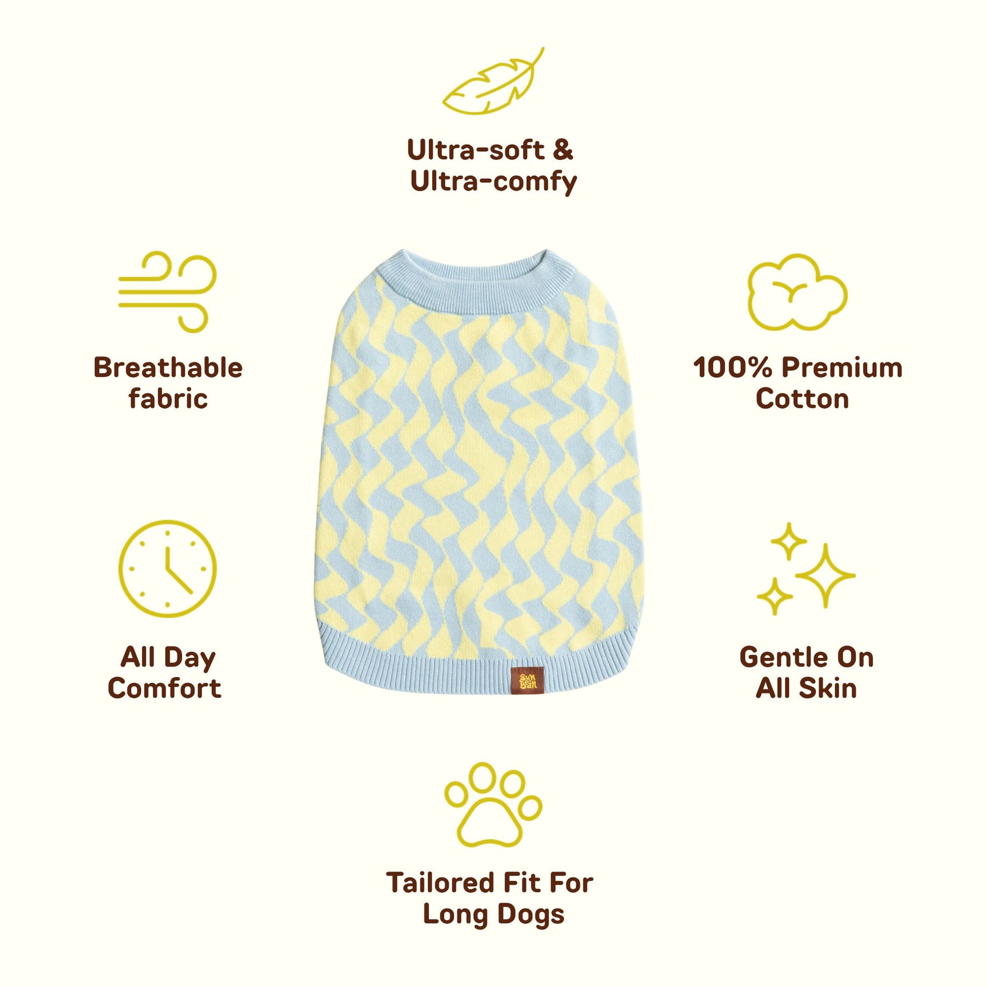 Seaside Swirl Cotton 3-Piece Matching Set For Dog and Dog Mom Sunbean 