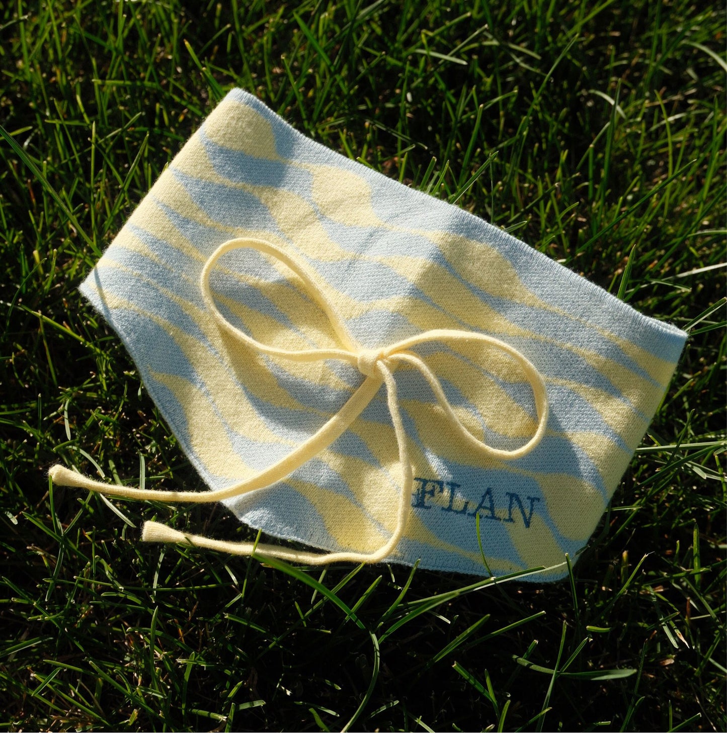 Seaside Swirl Cotton Knitted Dog Bandana Sunbean M (24x5.5 in) Add Name + $8 