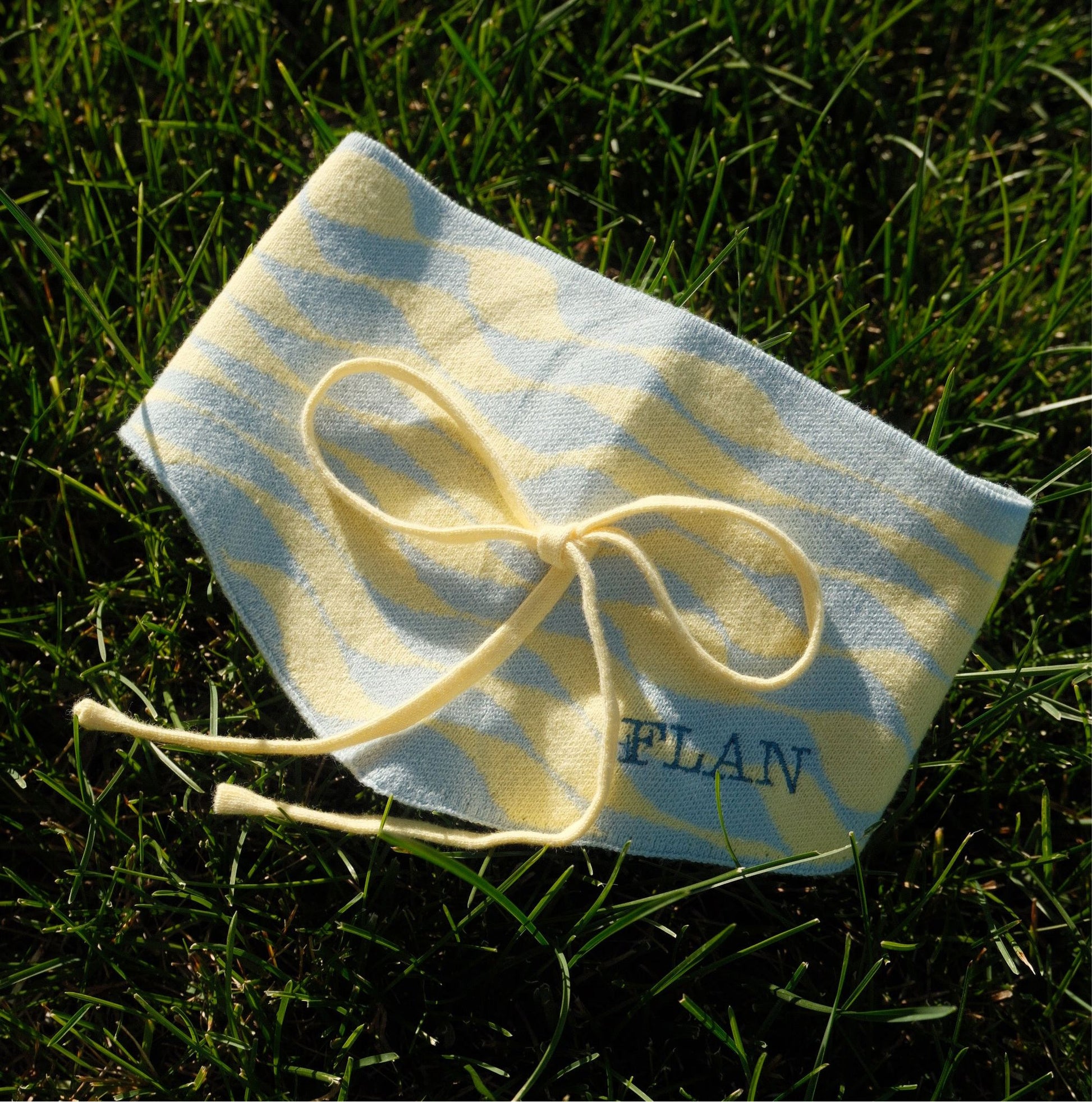 Seaside Swirl Cotton Knitted Dog Bandana Sunbean M (24x5.5 in) Add Name + $8 