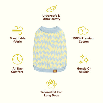 Seaside Swirl Cotton Knitted Dog Vest Sunbean 