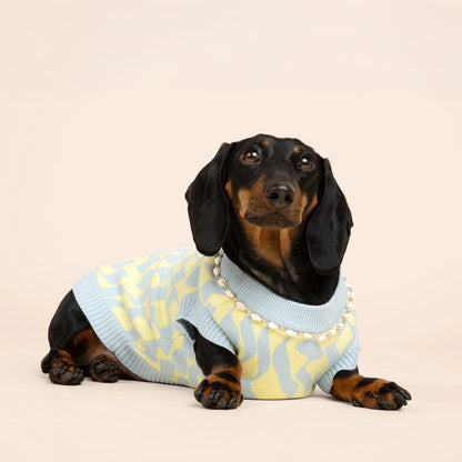 Seaside Swirl Cotton Knitted Dog Vest Sunbean 