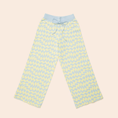 Seaside Swirl Cotton Wide Legs Lounge Pant Sunbean 
