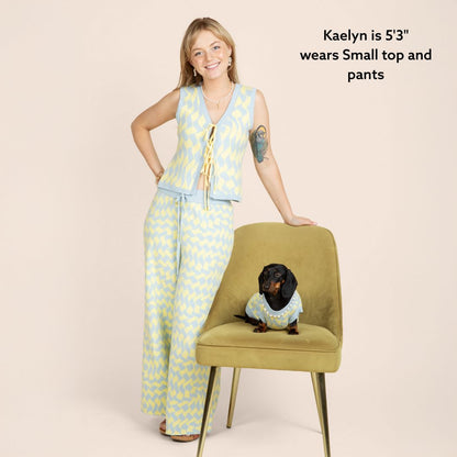 Seaside Swirl Cotton Wide Legs Lounge Pant Sunbean 
