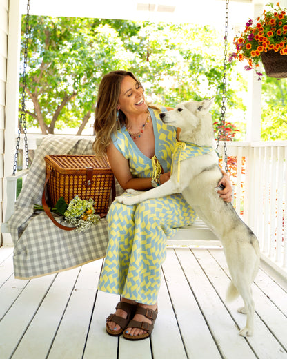 Seaside Swirl Cotton Wide Legs Lounge Pant Sunbean 