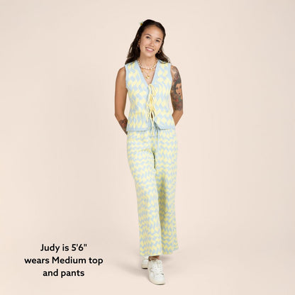 Seaside Swirl Cotton Wide Legs Lounge Pant Sunbean 