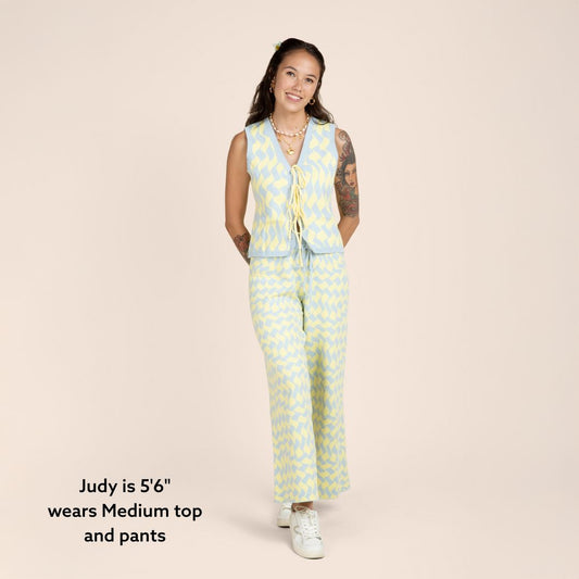 Seaside Swirl Cotton Wide Legs Lounge Pant Sunbean 