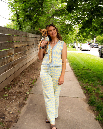 Seaside Swirl Cotton Wide Legs Lounge Pant Sunbean 