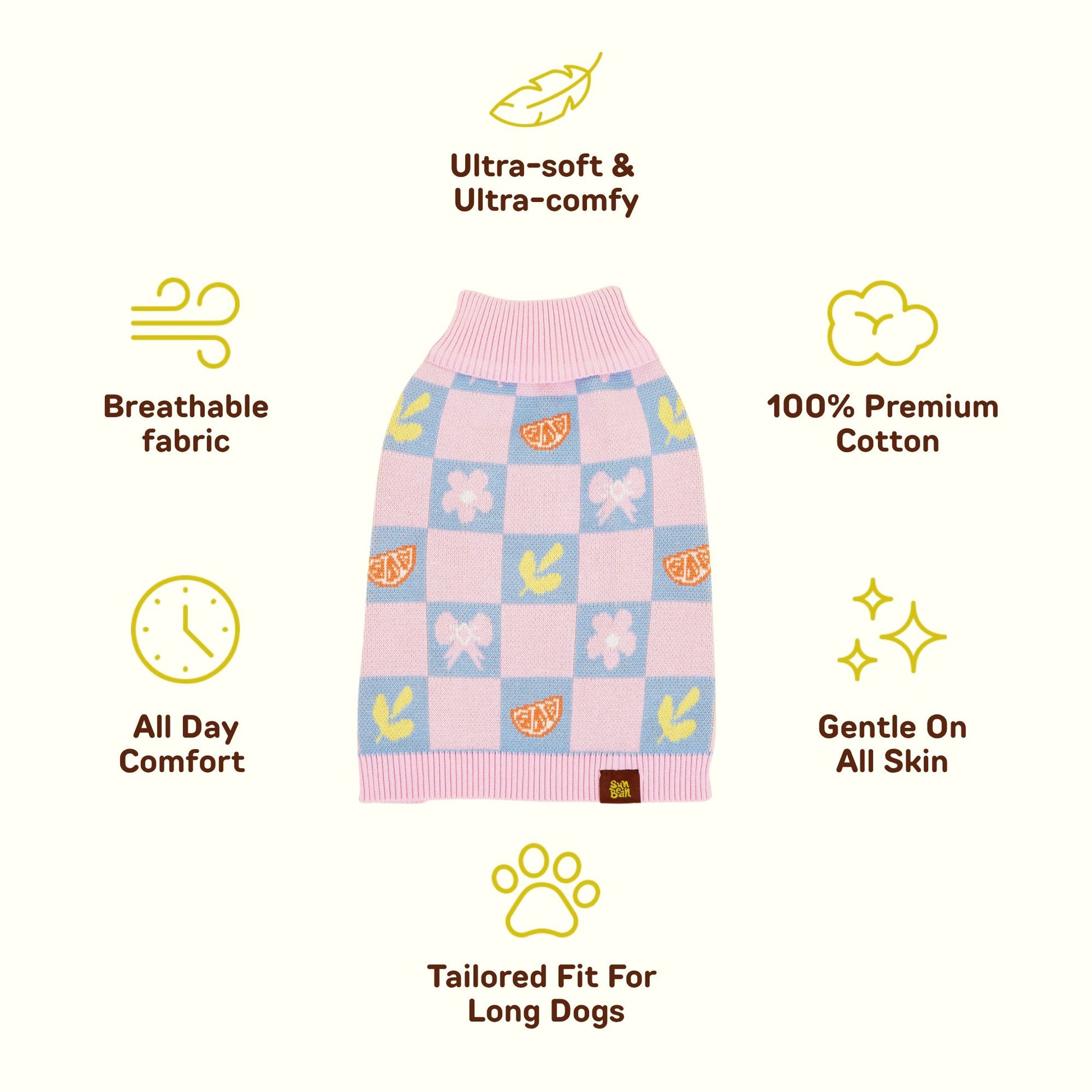 Shelly Cotton 2-Pieces Matching Sweater Set For Dog and Dog Mom Sunbean 