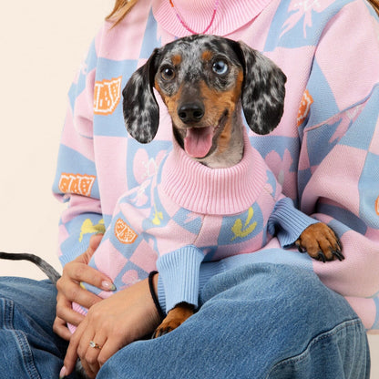 Shelly Cotton 2-Pieces Matching Sweater Set For Dog and Dog Mom Sunbean 