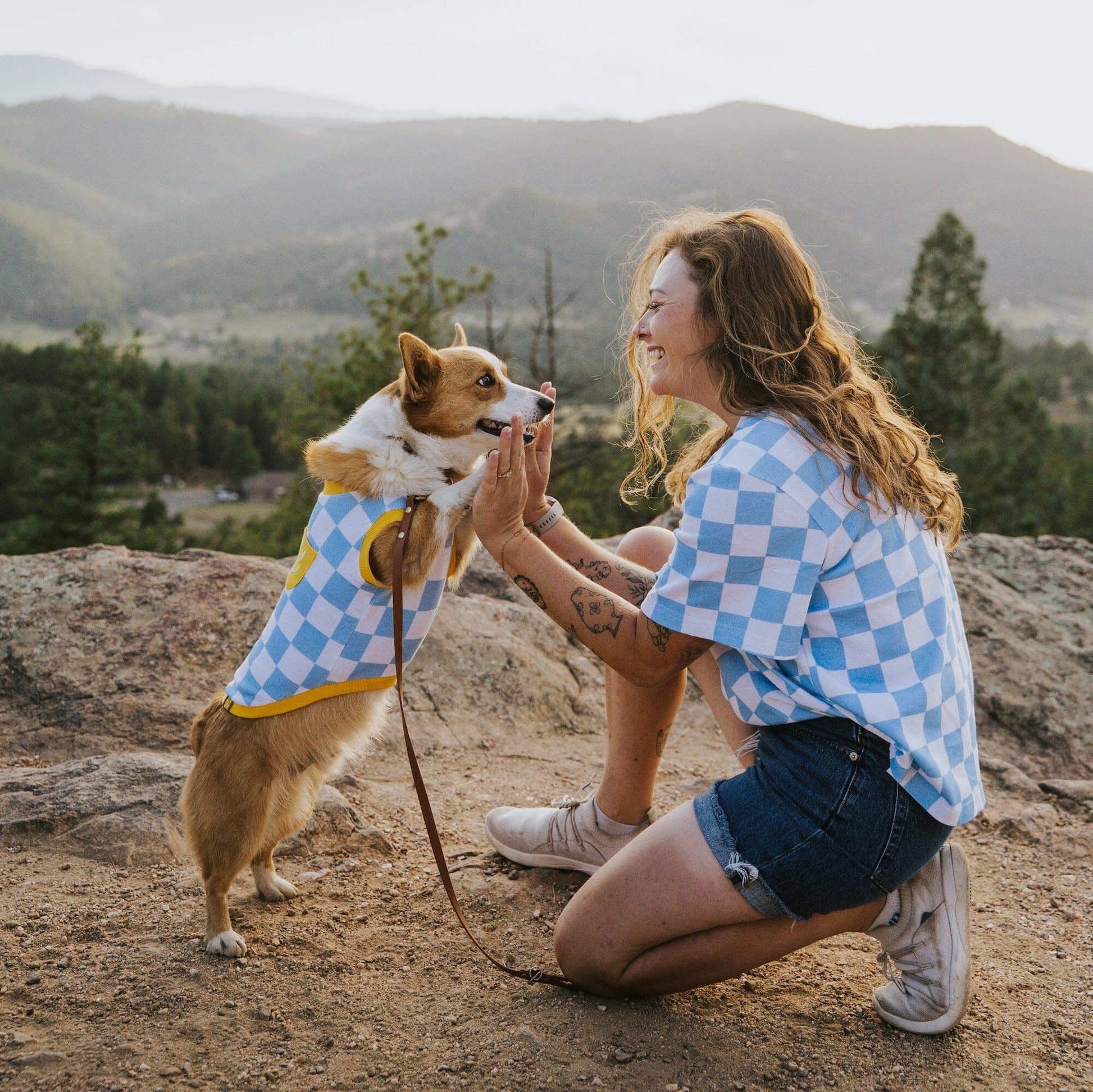 Smiley Cotton 2-Piece Matching T-shirt For Dog and Dog Parents Sunbean 