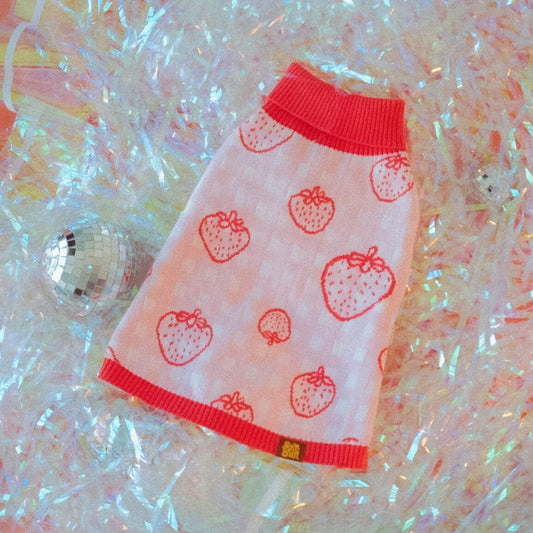 Strawberry Knitted Dog Sweater Sunbean 