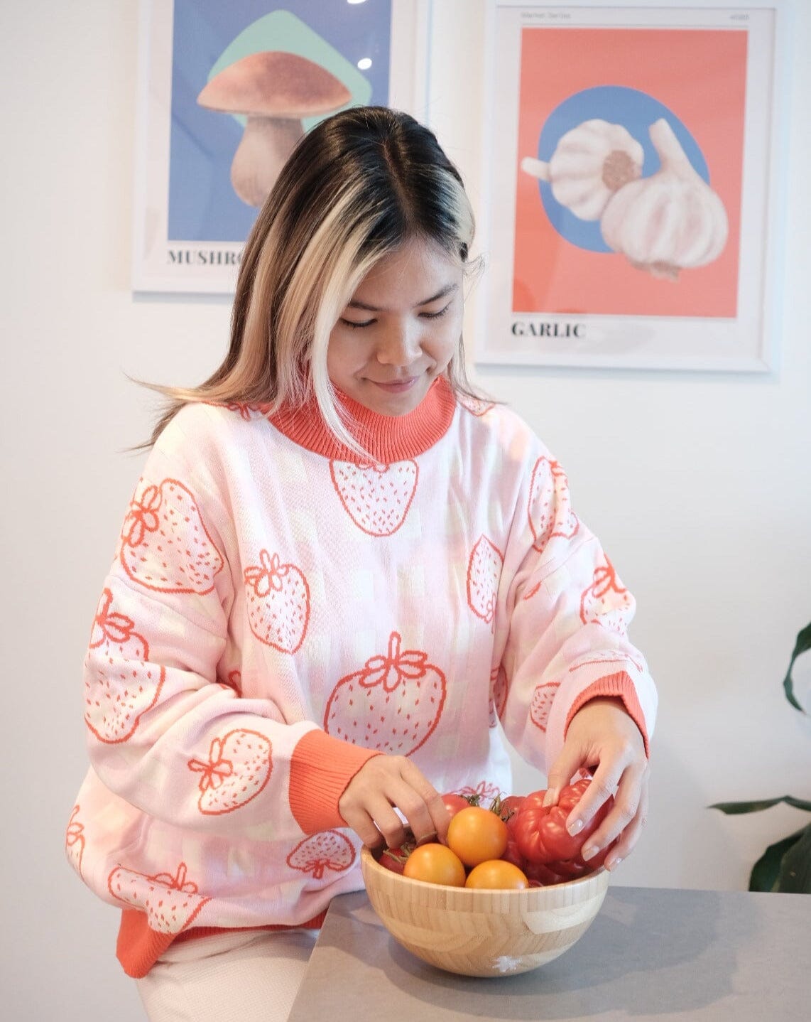Strawberry Oversized Human Sweater Sunbean 