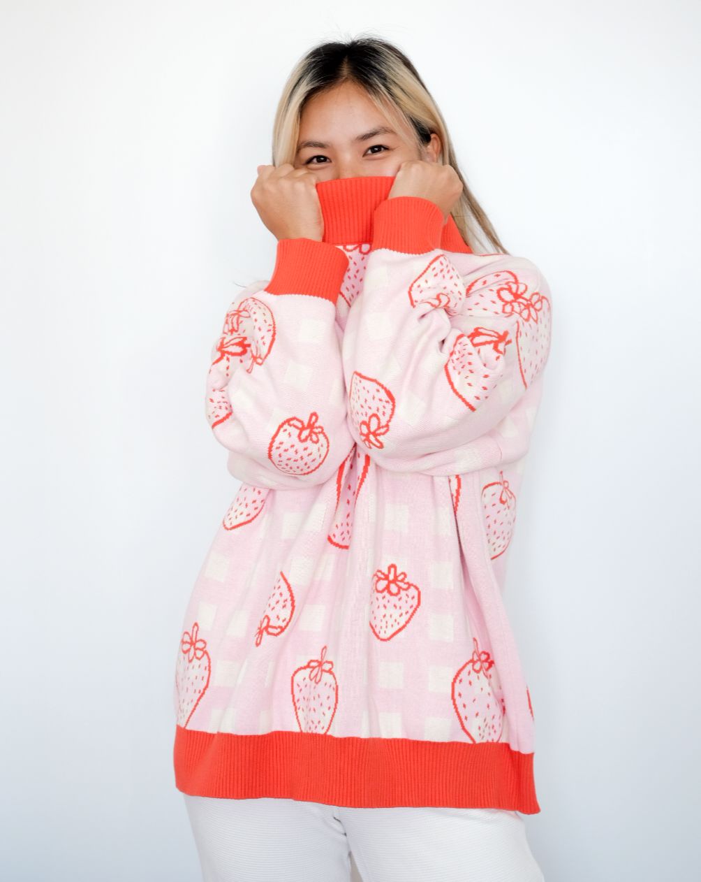 Strawberry Oversized Human Sweater Sunbean 