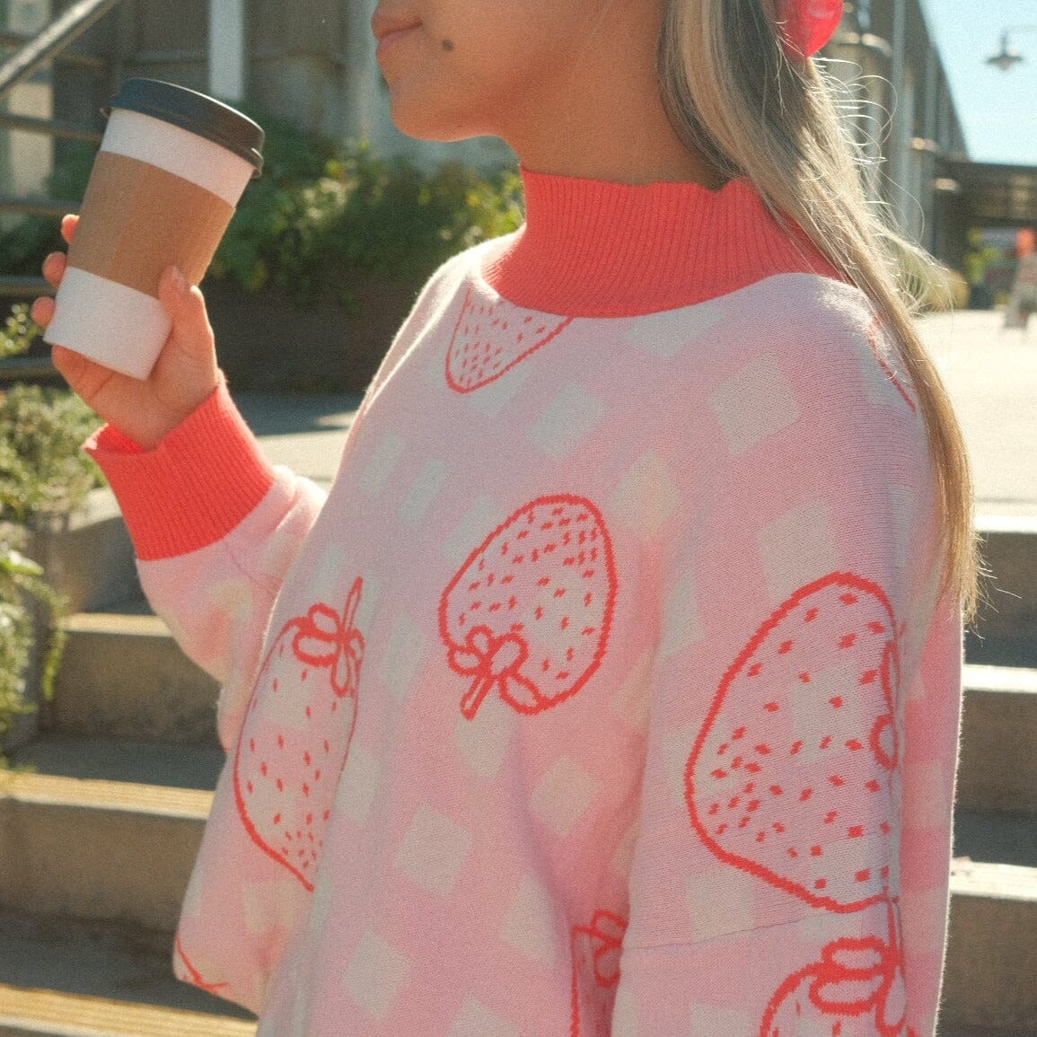 Strawberry Oversized Human Sweater Sunbean 