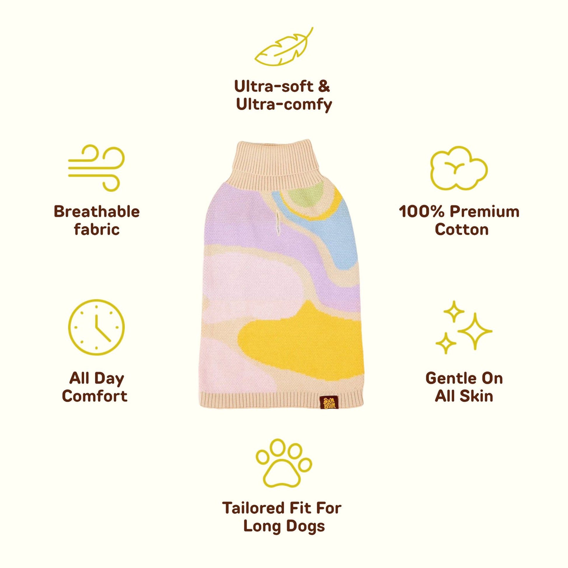 Wavy 100% Cotton 2-Piece Matching Sweater For Pet and Pet Owner Sunbean 