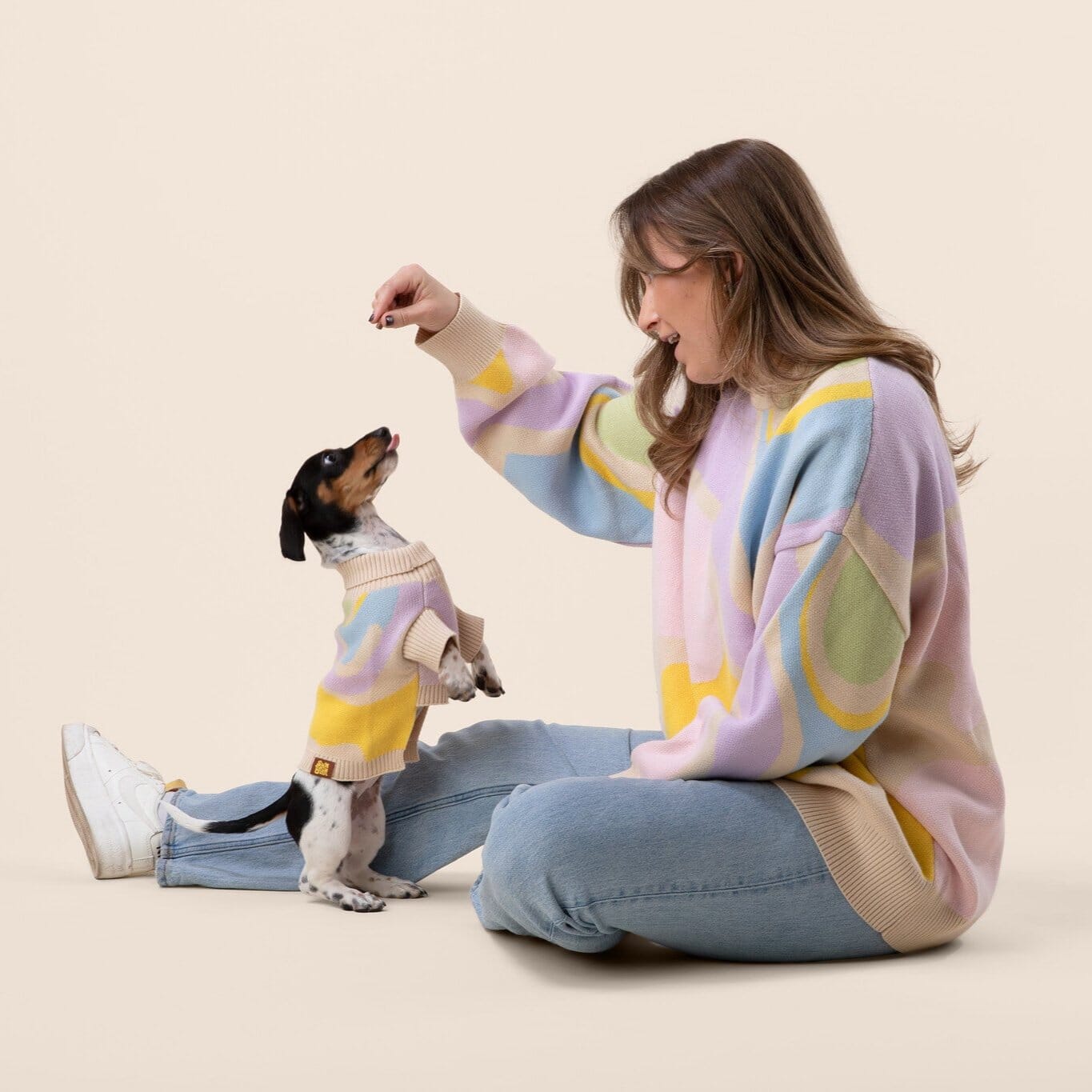 Wavy Cotton Matching Sweater For Pet and Pet Owner Sunbean 
