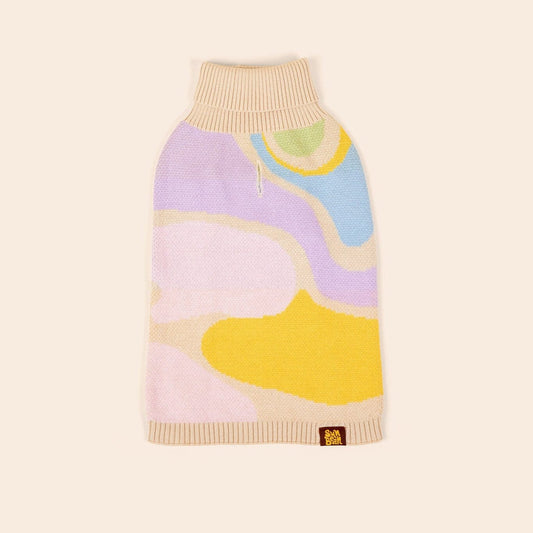 Wavy Knitted Dog Sweater Sunbean 