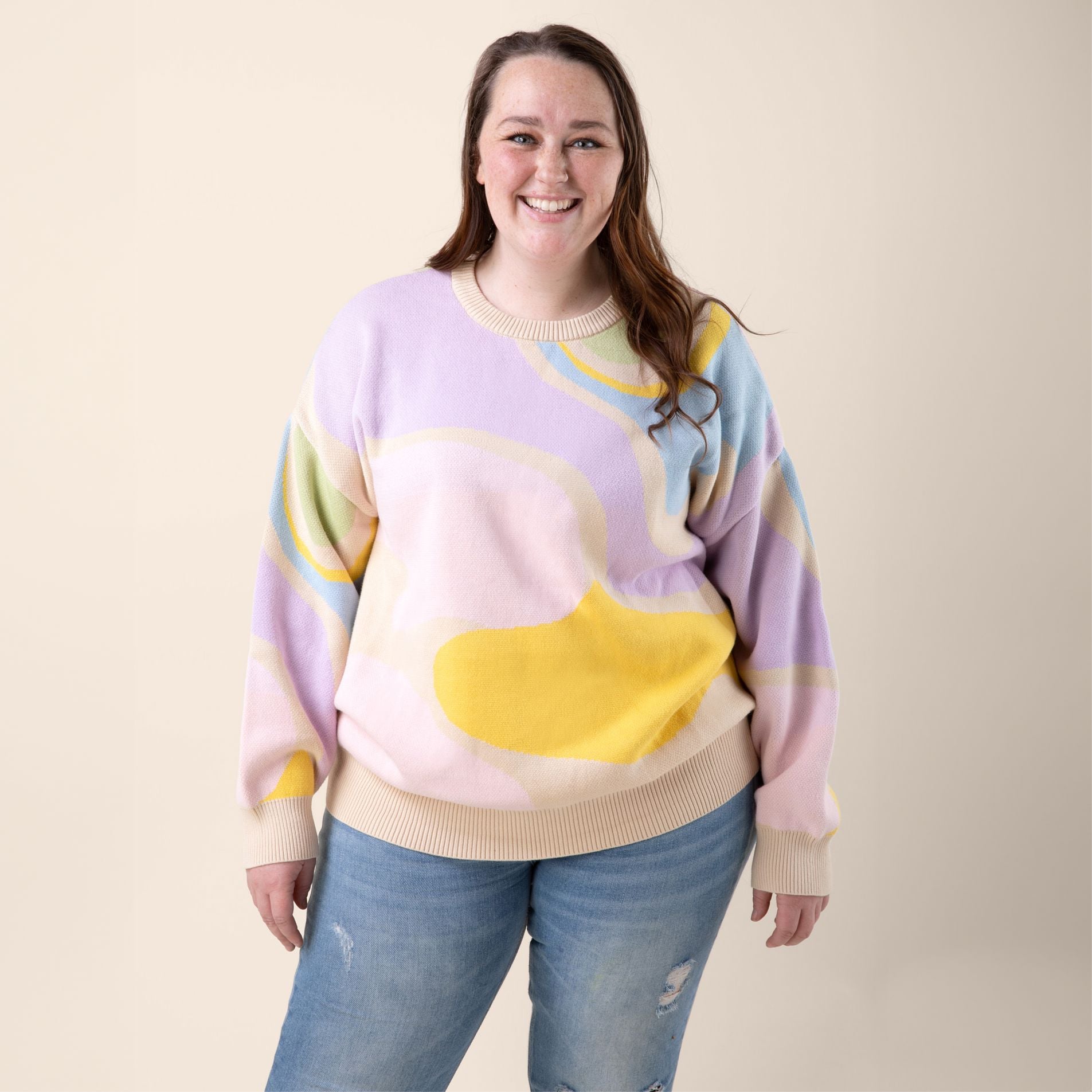Wavy Oversized Human Sweater Sunbean 