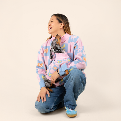 Shelly Cotton 2-Pieces Matching Sweater Set For Dog and Dog Mom